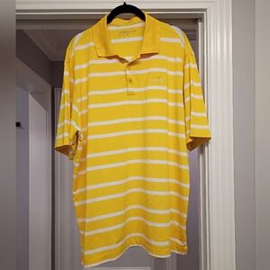 Nike Golf Striped Polo in Yellow and White Mens Size Large